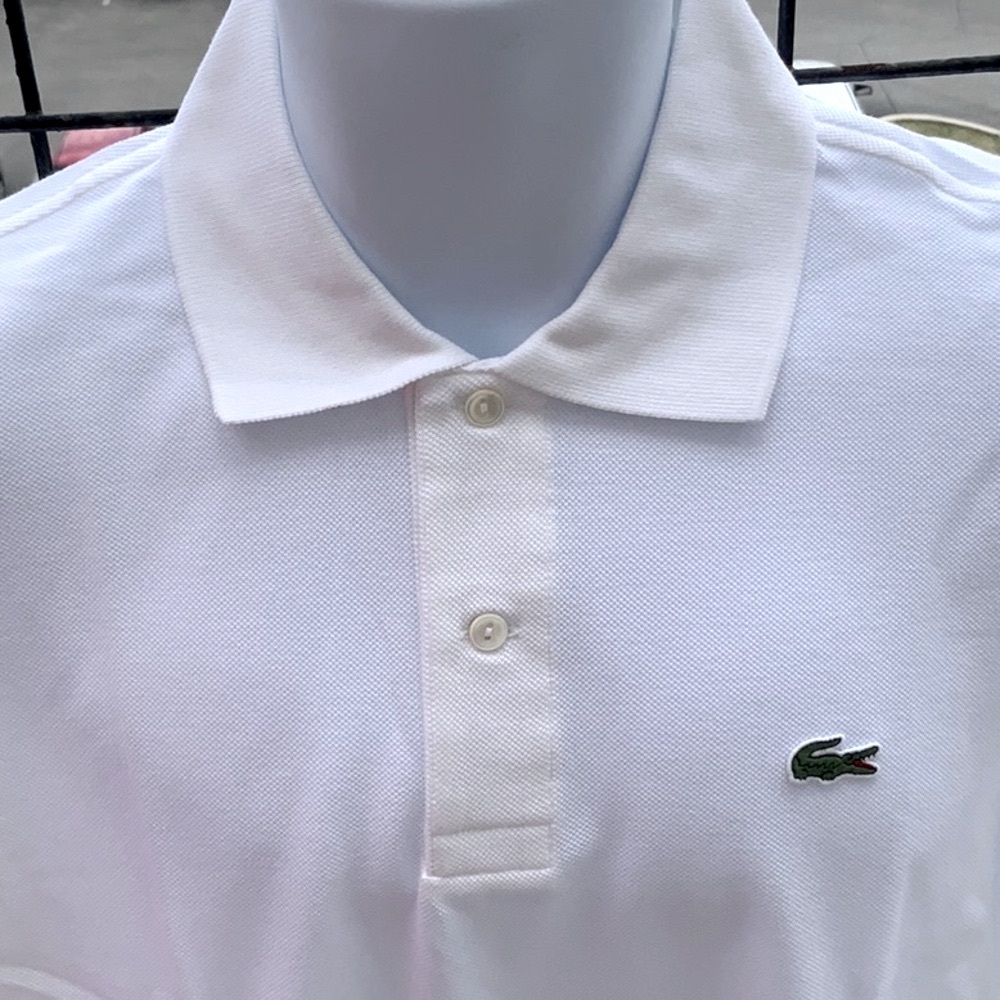 Lacoste White Polo Shirt Classic Piqué Design Men’s Medium/Large Short Sleeve - Picture 2 of 7